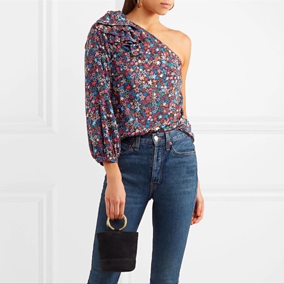 J. Crew Blue Jacuzzi One-shoulder Top in Star Print - Picture 1 of 5
